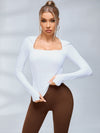 ZASUWA Female Deep V Back Scrunch Bum Flare Leggings