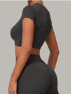 Sexy Round Collar Cropped Short Sleeves