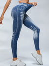 ZASUWA Female Deep V Back Denim Scrunch Bum Leggings