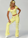 ZASUWA Female Contrast Color Lace-up V-shaped Waist Folds Tracksuit