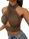 ZASUWA Female Sexy Cross Halter Hollow Out Backless Tanks