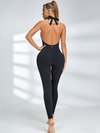 🖤ZASUWA Female Unique Flower Cutout Backless Flare Jumpsuits