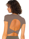 ZASUWA Female Sexy Hollow Out Round Neck Short Sleeves