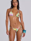 ZASUWA Female Sexy Flower Sequin Tassel Mesh 3-Pieces Lace-up Bikini Set