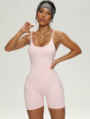 ZASUWA Female Cross Back U Collar Elastic Tight Short Romper