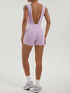 ZASUWA Female Contrast Color V-neck Backless with Chest Pads Romper