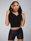 ZASUWA Female Glossy PU Faux Leather Peach Butt Spandex Gym Booty Shorts
