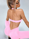 ZASUWA Female Backless Halter Deep V Back Jumpsuit