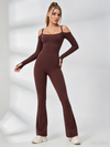 U Collar Scrunch Bum Elastic Tight Jumpsuit