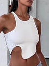 ZASUWA Female Sexy Round Neck Irregular Design Tanks