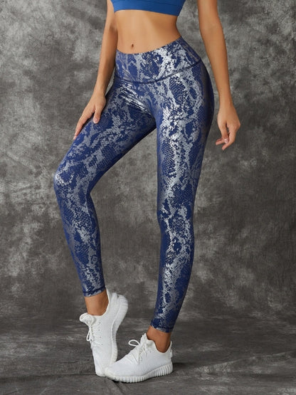 Hochtaillierte Leggings mit Bronzeschlangenmuster