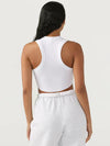 ZASUWA Female Solid Color Ribbed Elastic Tight with Chest Pads Tank