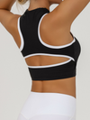 Sexy Contrast Color Hollow Out Solid Color Backless Quick Dry Tank