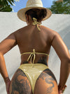 ZASUWA Female Sexy Backless Shine Leopard Print Crystal Bikini Set