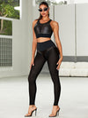 ZASUWA Female Fly Eye Contrast Color High-rise Leggings