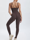 ZASUWA Female Backless U Collar Scrunch Bum Hip-lift Jumpsuit