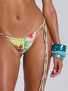 ZASUWA Female Sexy Flower Sequin Tassel Mesh 3-Pieces Lace-up Bikini Set