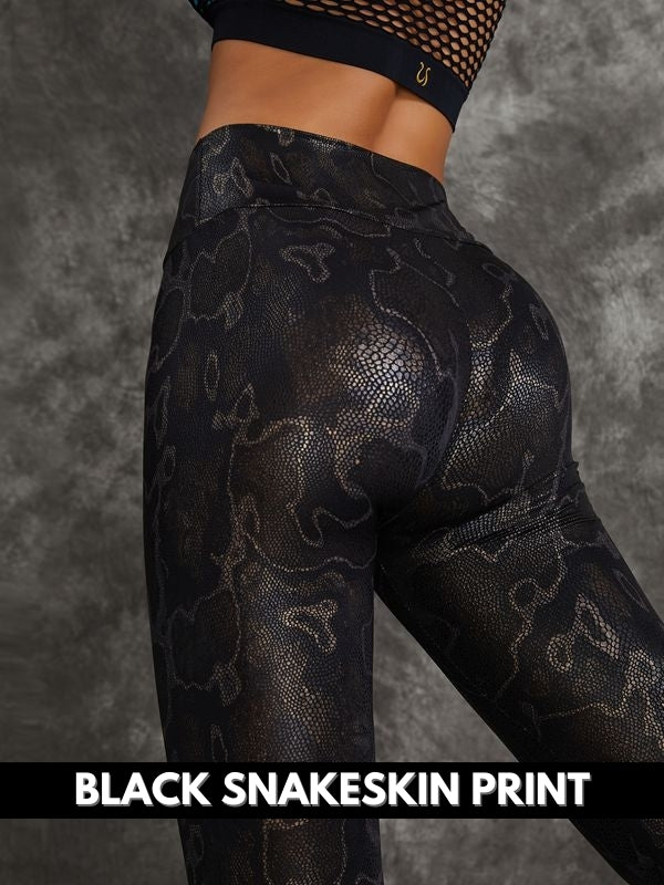 PU Faux Leather Leopard Print Leggings