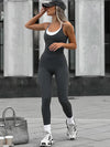 ZASUWA Female U Collar Cross Back Elastic Tight Jumpsuits