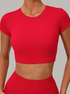 Sexy Round Collar Cropped Short Sleeves