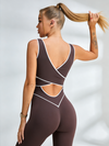 Sculpting Contrast Piping Cutout Short Romper
