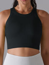 ZASUWA Female Solid Color Ribbed Elastic Tight Round Neck Tank