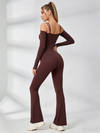 U Collar Scrunch Bum Elastic Tight Jumpsuit