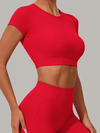 Sexy Round Collar Cropped Short Sleeves