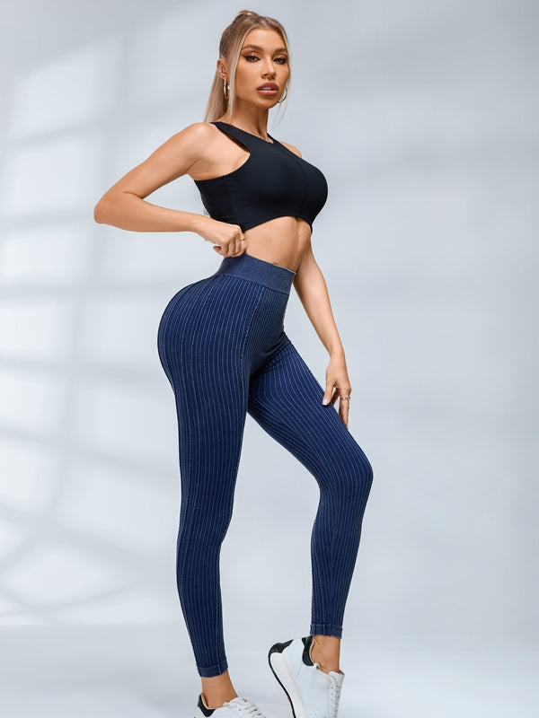 V-shaped Waist Ribbed High-waisted Hip-lift Scrunch Bum Tracksuit