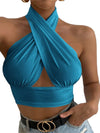 ZASUWA Female Sexy Cross Halter Hollow Out Backless Tanks