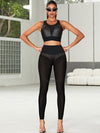 ZASUWA Female Fly Eye Contrast Color High-rise Leggings