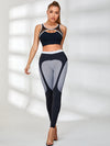 ❤Contrast Color Mesh Cutout Pop Style Tracksuit