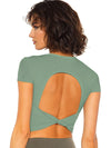 ZASUWA Female Sexy Hollow Out Round Neck Short Sleeves