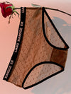 Sexy Wave Point Mesh Contrast Color Panties