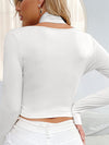 ZASUWA Female Sexy Hollow Out Halter Splicing Long Sleeves