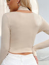 ZASUWA Female Sexy Hollow Out Halter Splicing Long Sleeves