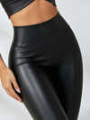 Wrap Faux-Leather Crop Top & Contour Leggings Set