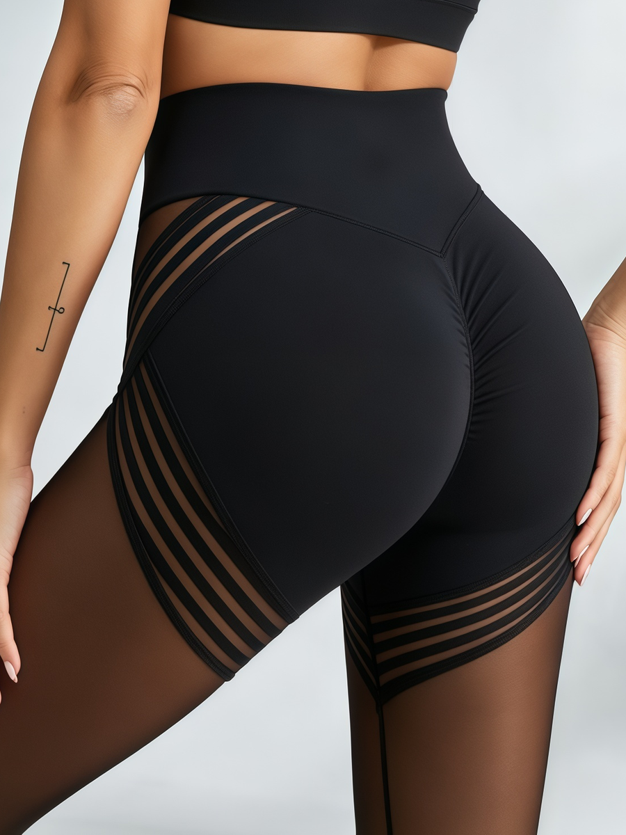 Mesh-Panel Black Workout Set