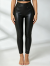 Crisscross Halter Faux-Leather Crop Top & Zipper Leggings Set