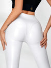 ❤ZASUWA Female Fly-eye PU Zipper Hip-lift Leggings