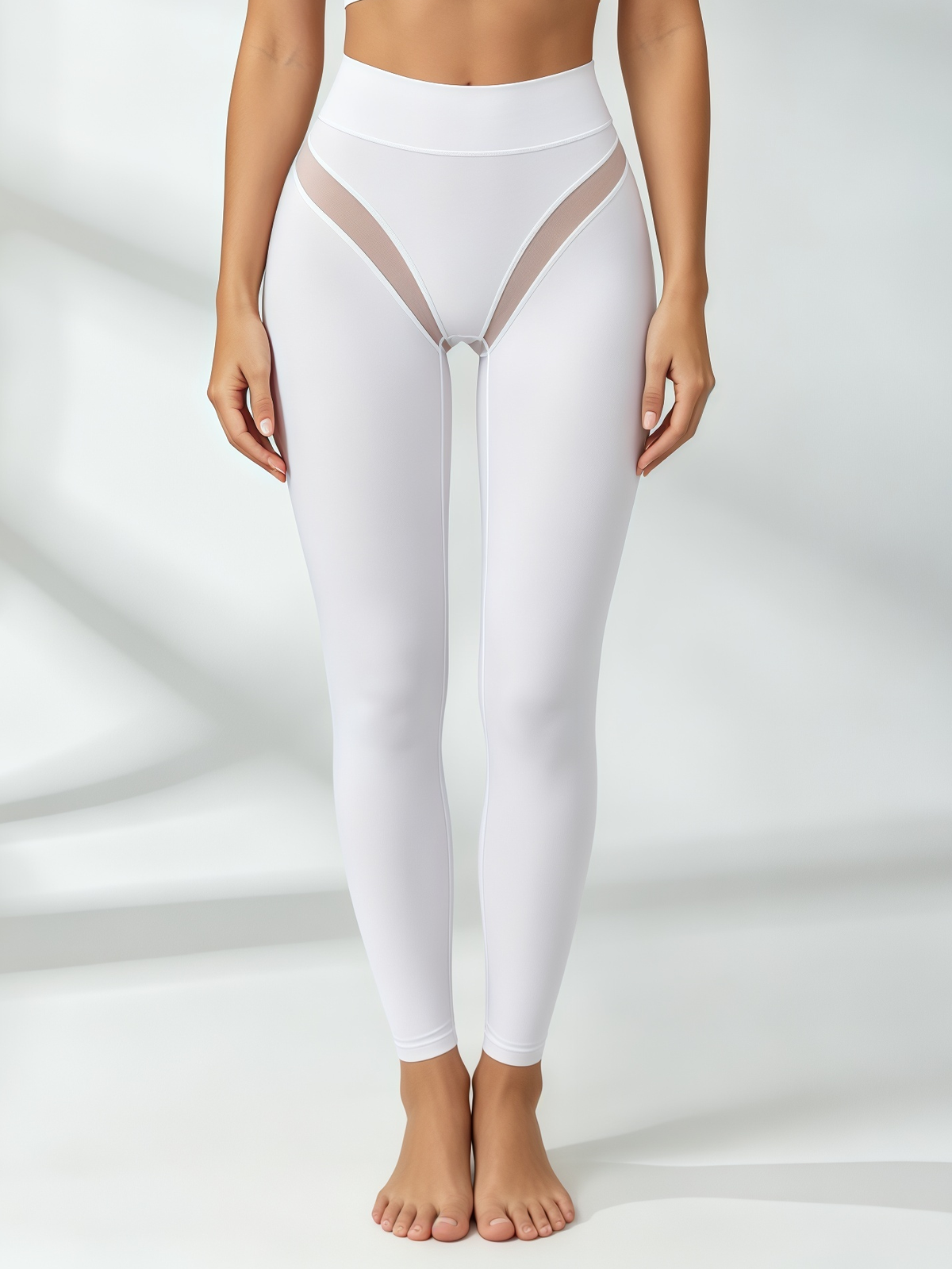Mesh-Panel White Workout Set
