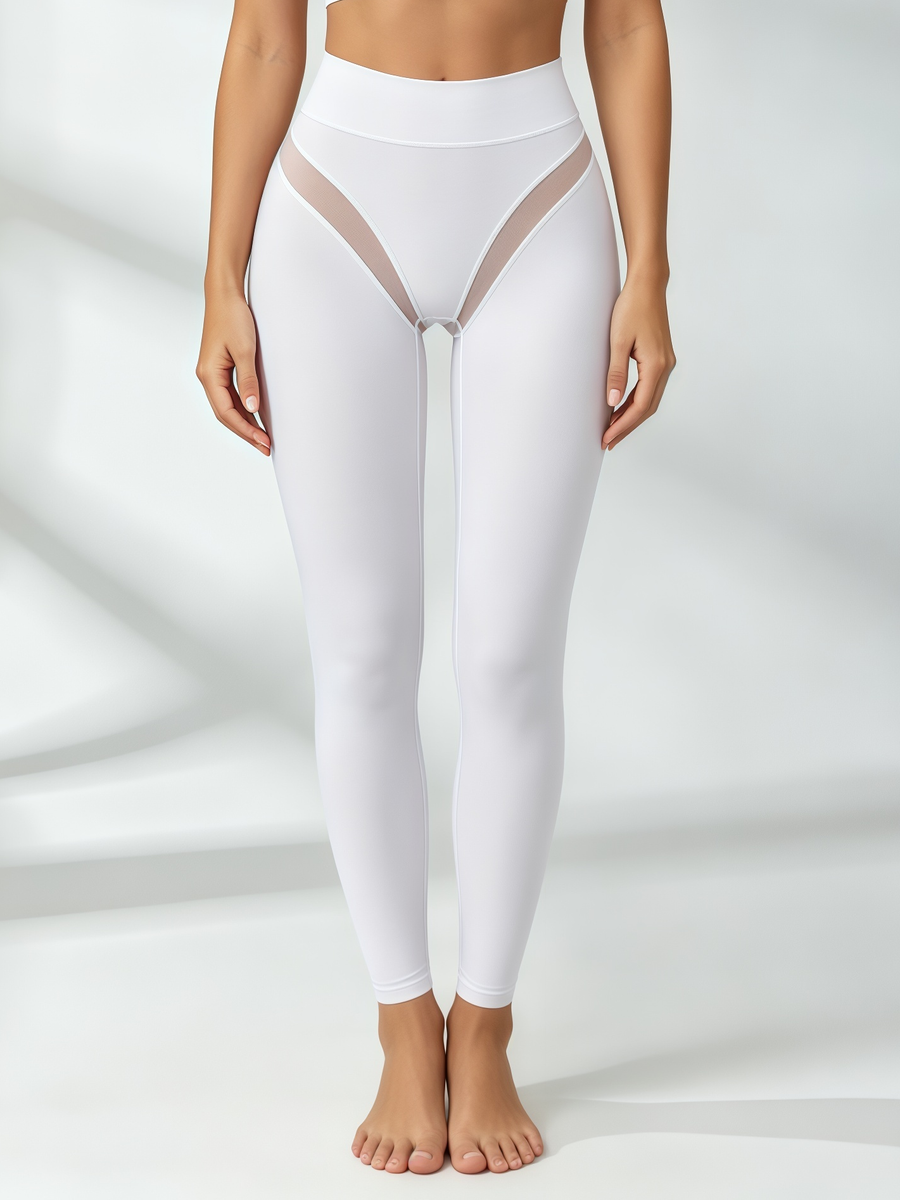 Mesh-Panel White Workout Set