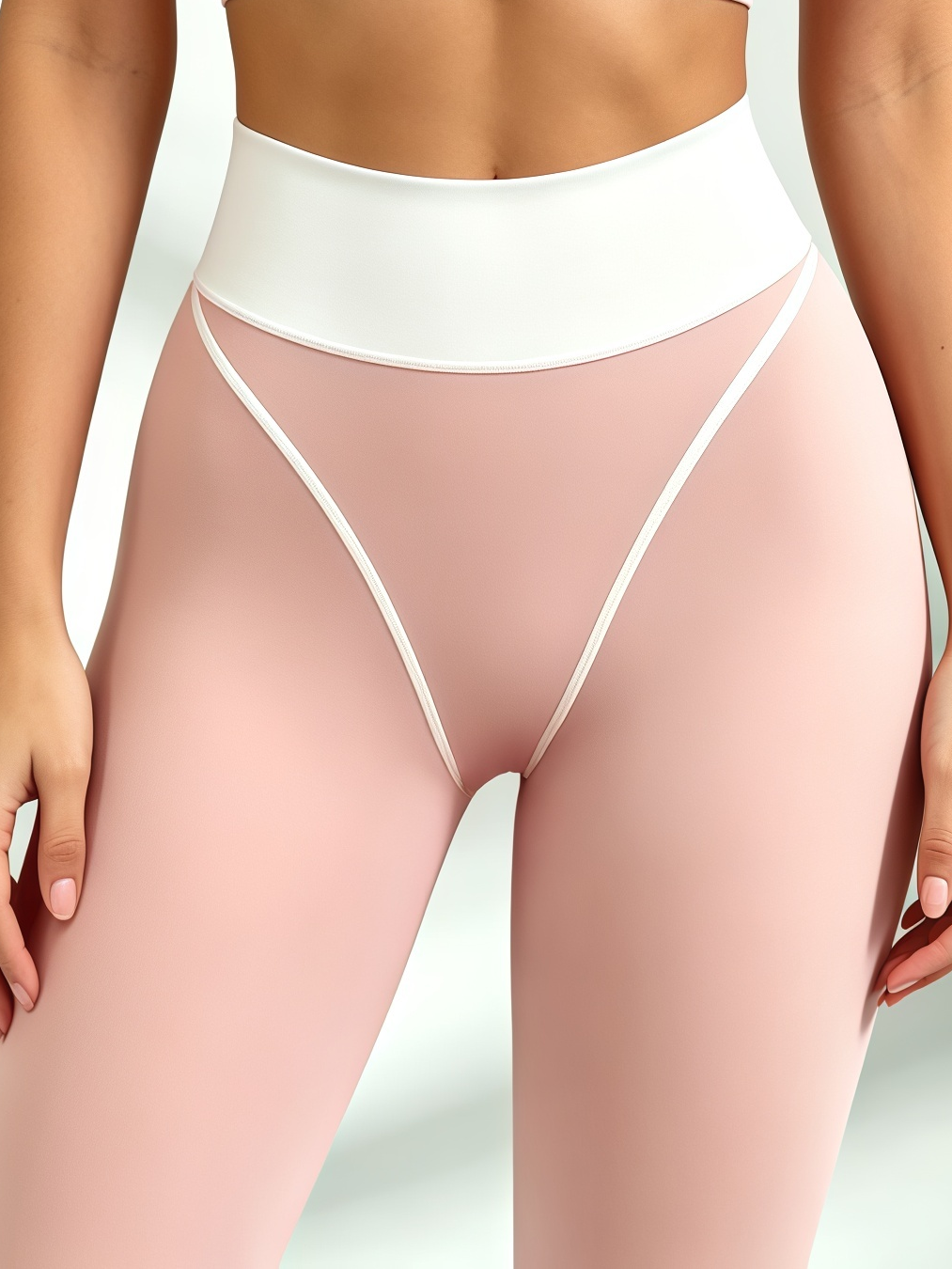 Pink White Contrast Racerback Sports Bra & High Waist Legging Set