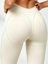 White Sleeveless Crop Tank & Mint Green Piping Legging Set
