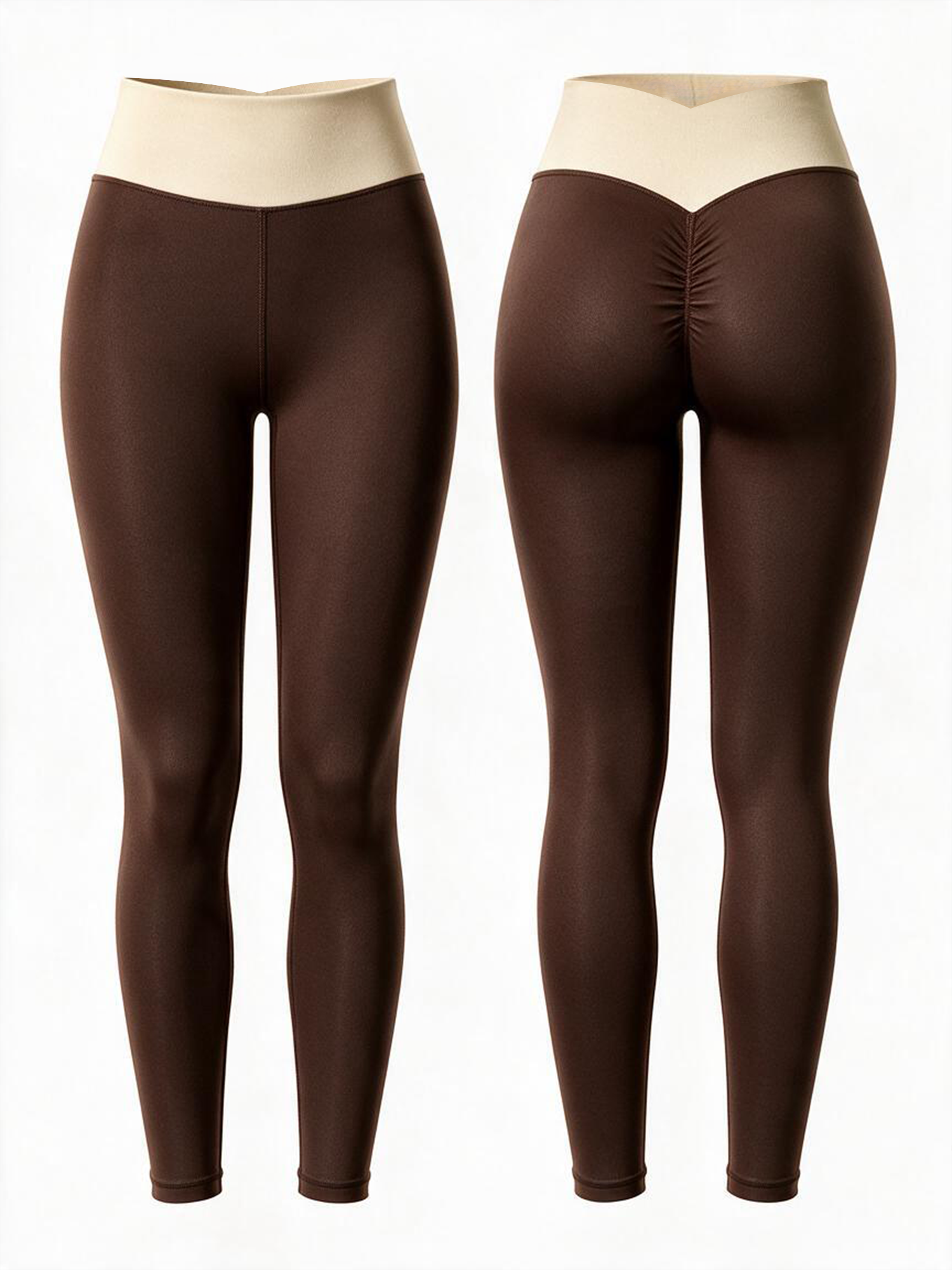 V Waist Color Block Scrunch Butt Lifting Leggings