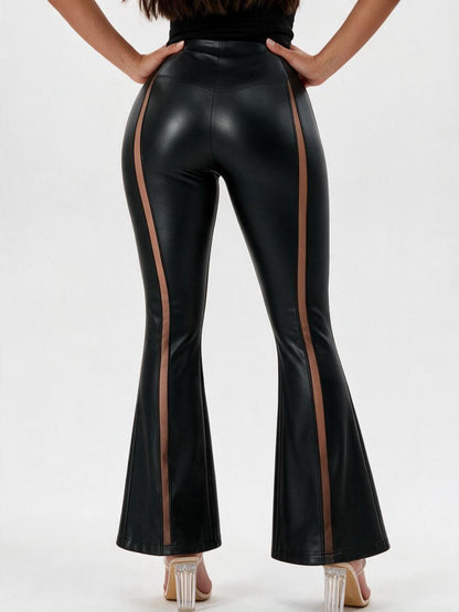 Slim Fit High Rise Faux Leather Flare Leggings