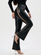 Slim Fit High Rise Faux Leather Flare Leggings