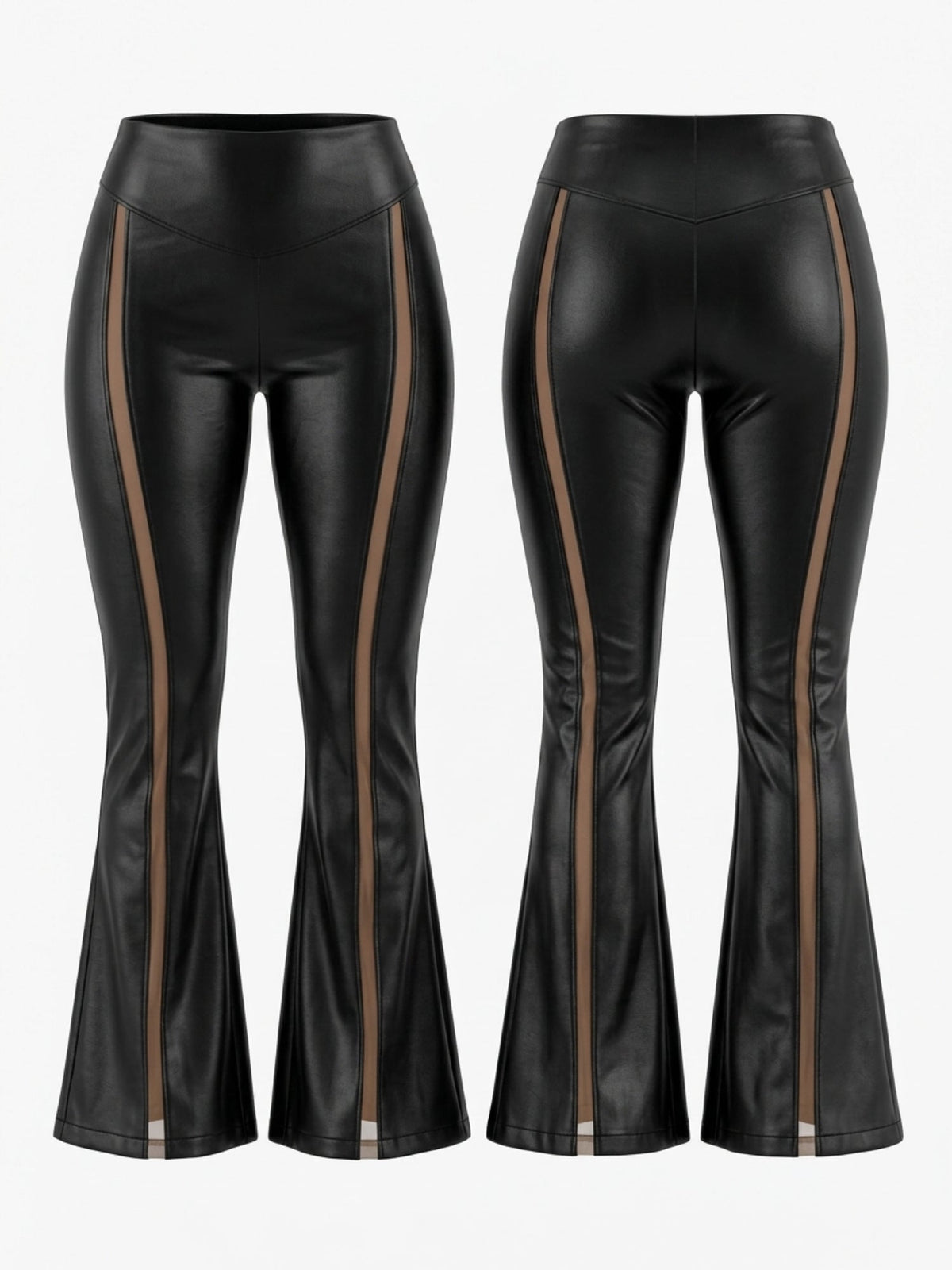 Slim Fit High Rise Faux Leather Flare Leggings