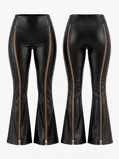 Slim Fit High Rise Faux Leather Flare Leggings