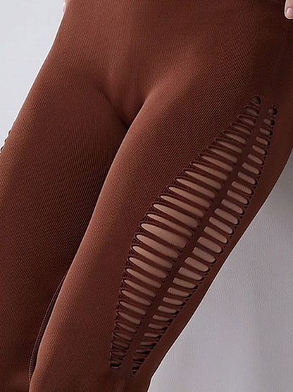 Women's Leopard Print High-Waisted Flare Leggings with Cutouts